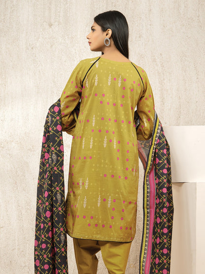 Edenrobe - EWU22A1-23450ST Unstitched Golden Printed Lawn 2 Piece