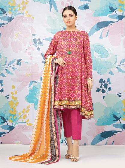 Edenrobe - EWU22A1-23452SD Unstitched Pink Printed Lawn 2 Piece