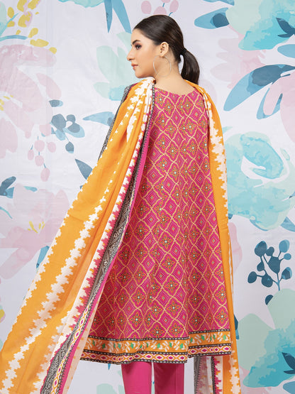 Edenrobe - EWU22A1-23452S Unstitched Pink Printed Lawn 1 Piece
