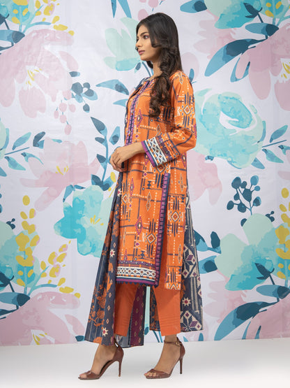 Edenrobe - EWU22A1-23453S Unstitched Orange Printed Lawn 1 Piece