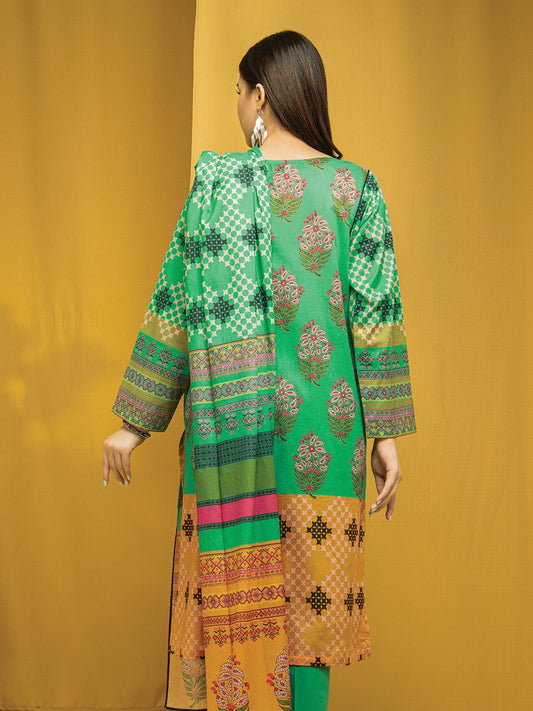 Edenrobe - EWU22A1-23472SD Unstitched Green Multi Printed Lawn 2 Piece