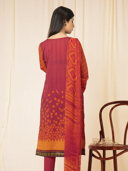 Edenrobe - EWU22A2-23493S Unstitched Orange Printed Lawn 1 Piece