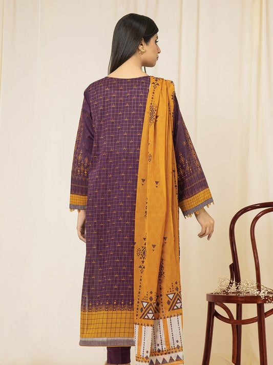 Edenrobe - EWU22A2-23509SD Unstitched Purple Printed Lawn 2 Piece