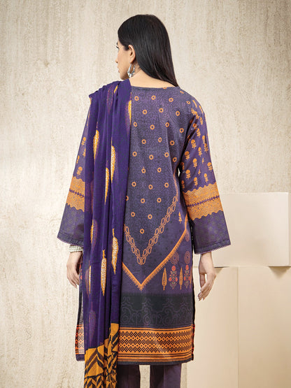 Edenrobe - EWU22A2-23513SD Unstitched Plum Printed Lawn 2 Piece