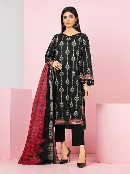 Edenrobe - EWU22A3-24253 Unstitched Black Printed Khaddar 2 Piece