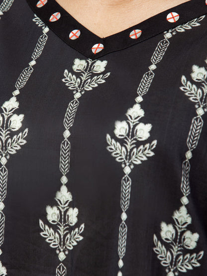 Edenrobe - EWU22A3-24253 Unstitched Black Printed Khaddar 2 Piece