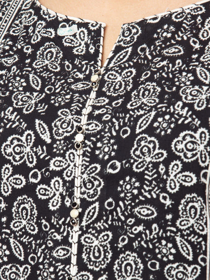 Edenrobe - EWU22A3-24254ST Unstitched Black & White Printed Khaddar 2 Piece