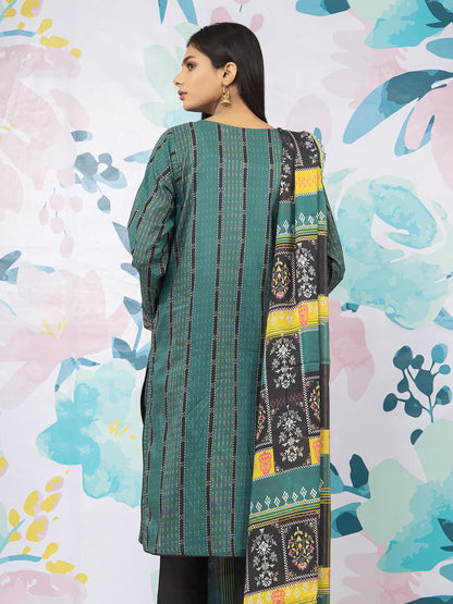 Edenrobe - EWU22A3-24262 Unstitched Dark Teal Printed Khaddar 3 Piece