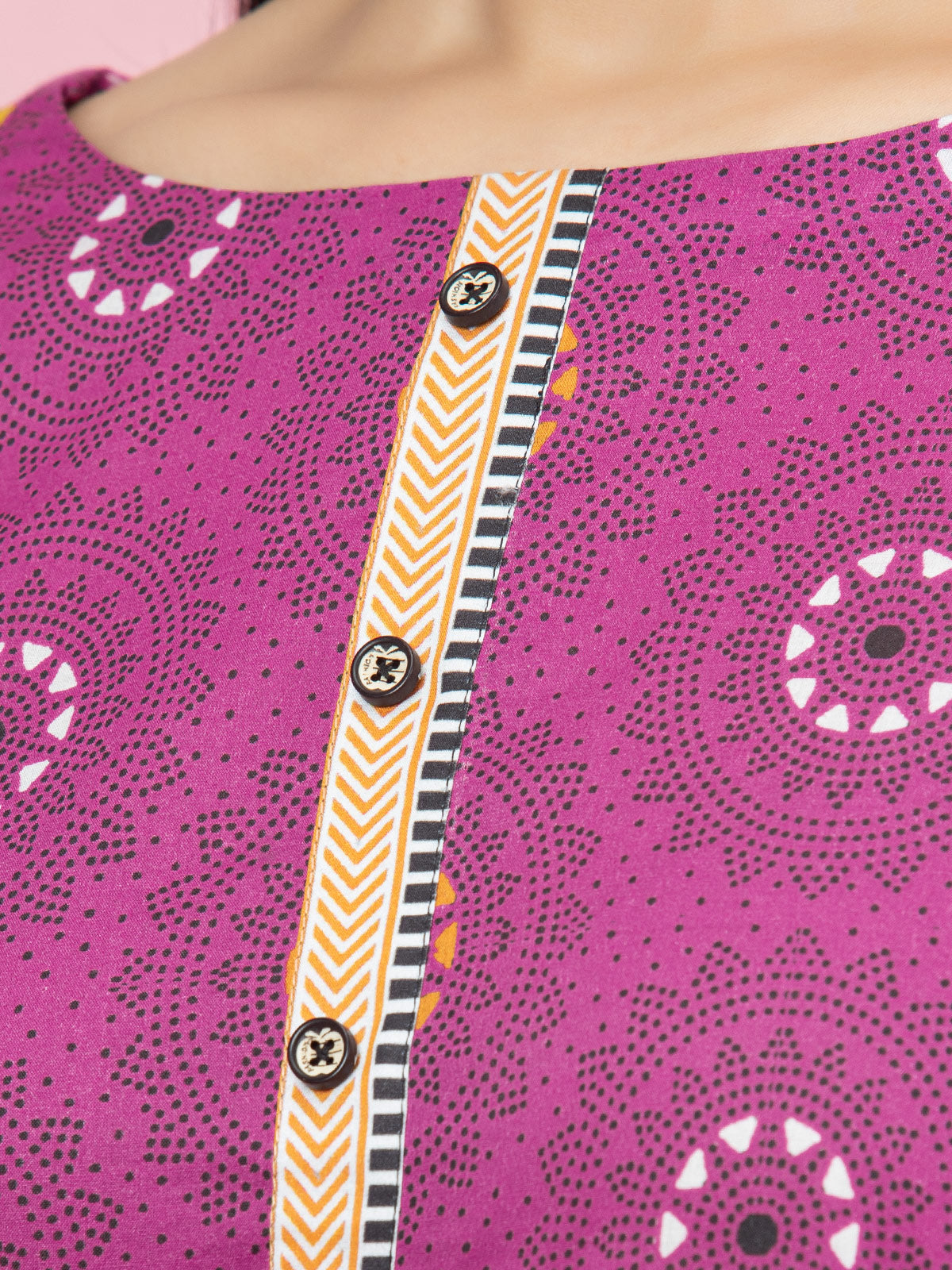 Edenrobe - EWU22A3-24280 Unstitched Pink Printed Khaddar 3 Piece