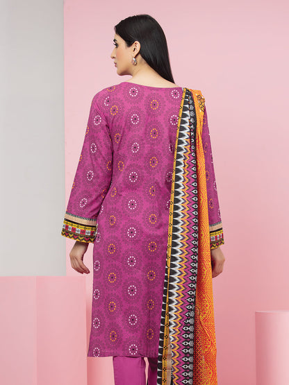 Edenrobe - EWU22A3-24280 Unstitched Pink Printed Khaddar 3 Piece
