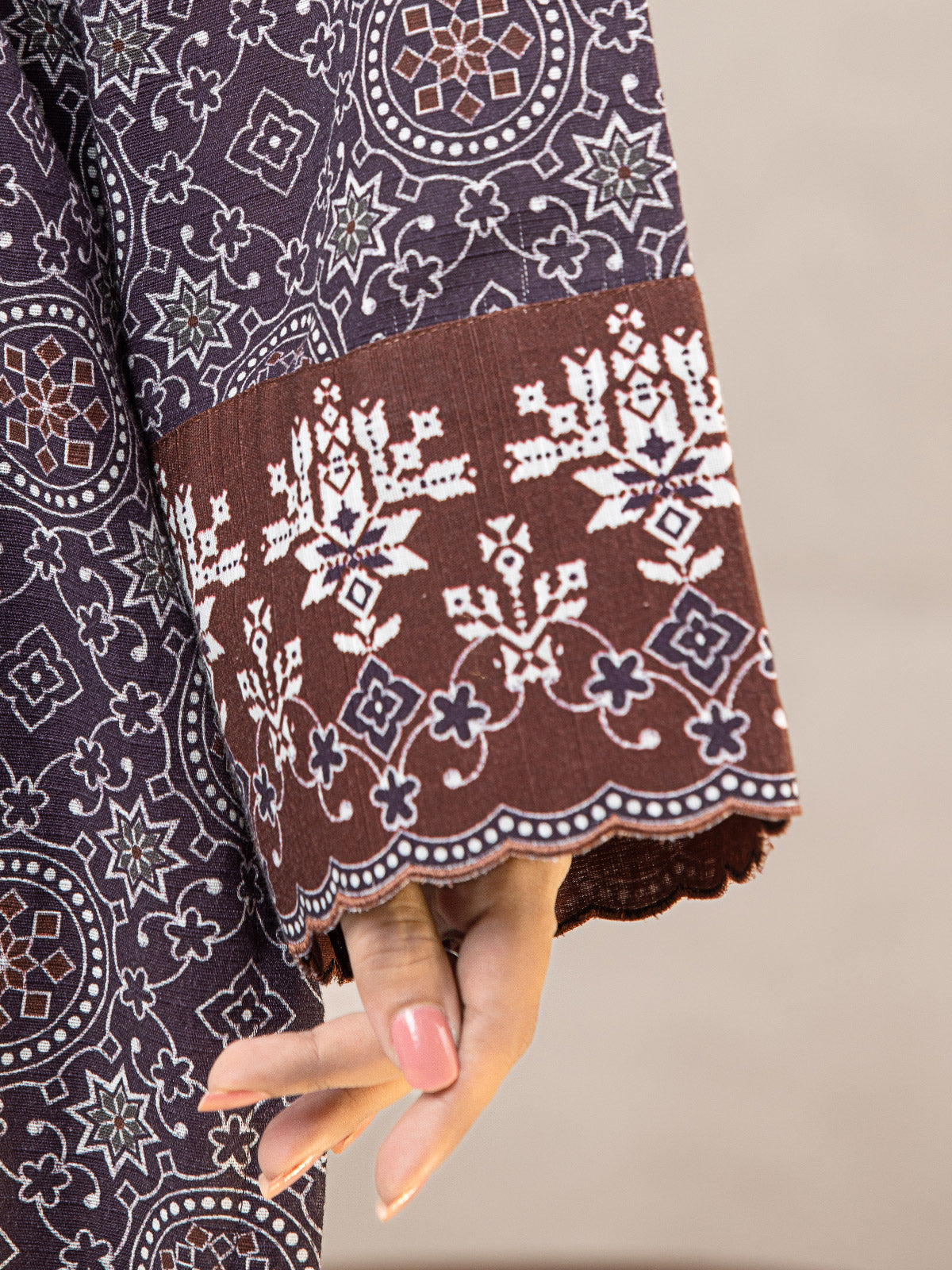 Edenrobe - EWU22A3-24459SD Unstitched Dark Purple Printed Khaddar 2 Piece