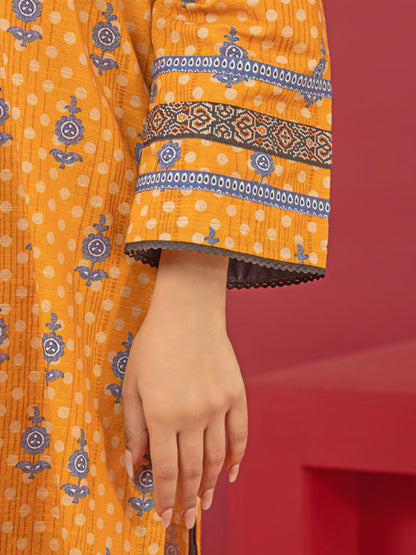 Edenrobe - EWU22A3-24465XXL Unstitched Yellow Printed Khaddar 3 Piece