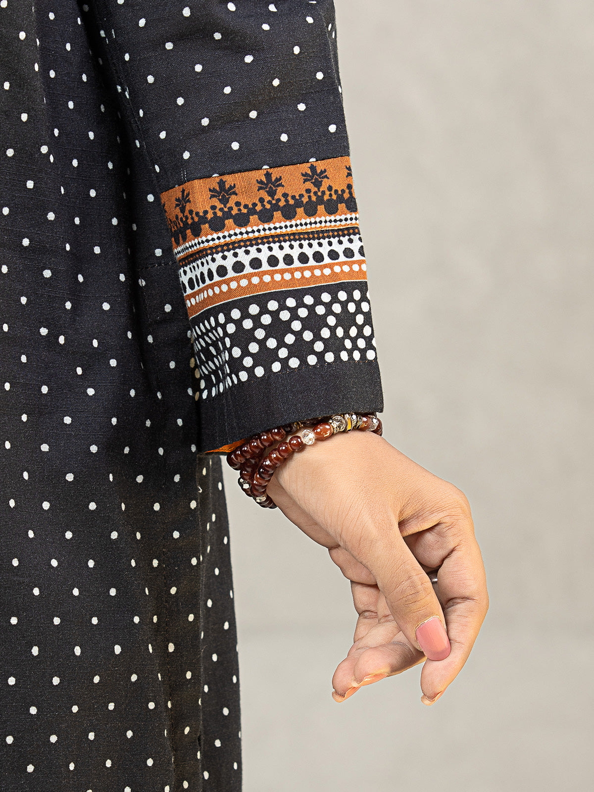 Edenrobe - EWU22A3-24567 Unstitched Black Printed Khaddar 2 Piece