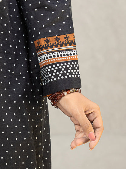 Edenrobe - EWU22A3-24567 Unstitched Black Printed Khaddar 2 Piece