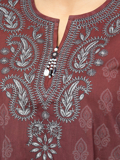 Edenrobe - EWU22A4-24005 Unstitched Charcoal Printed Viscose 3 Piece