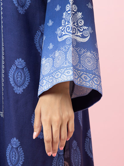 Edenrobe - EWU22A4-24008 Unstitched Royal Blue Printed Viscose 3 Piece