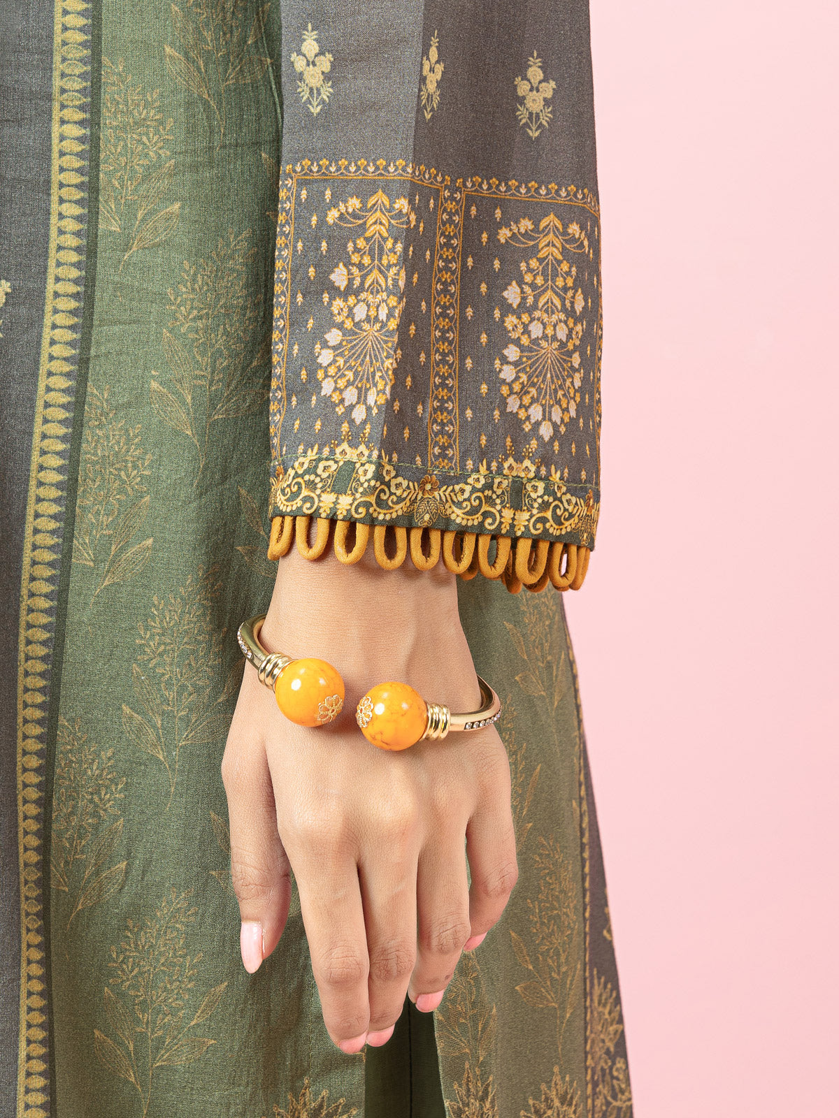 Edenrobe - EWU22A4-24009S Unstitched Grey Printed Viscose 1 Piece