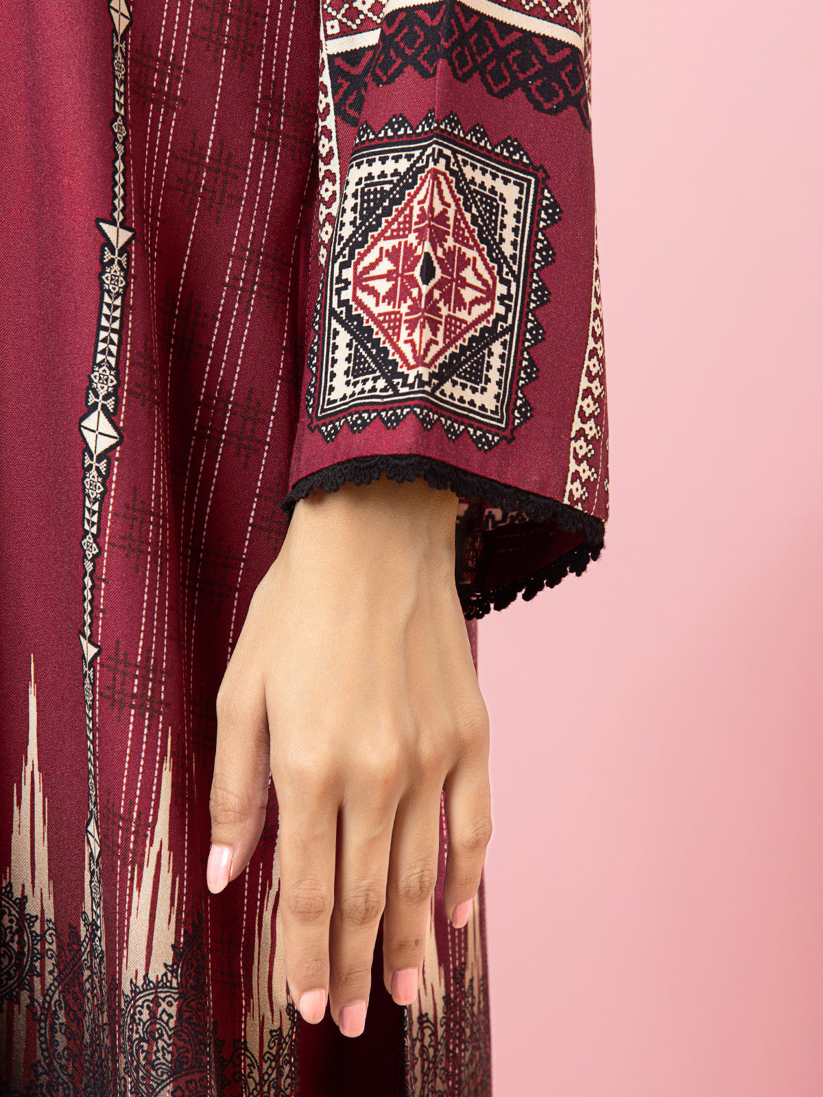 Edenrobe - EWU22A4-24013 Unstitched Rust Printed Viscose 3 Piece