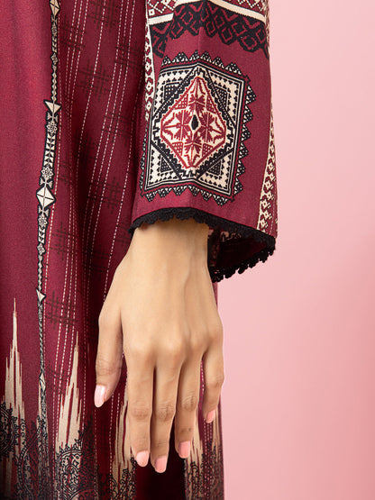 Edenrobe - EWU22A4-24013 Unstitched Rust Printed Viscose 3 Piece