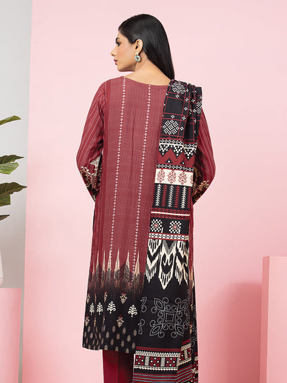 Edenrobe - EWU22A4-24013 Unstitched Rust Printed Viscose 3 Piece