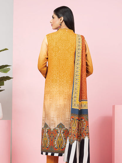 Edenrobe - EWU22A4-24018S Unstitched Mustard Printed Viscose 1 Piece