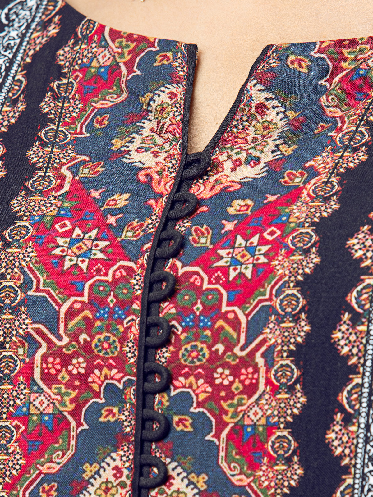 Edenrobe - EWU22A4-24019 Unstitched Dark Rust Printed Viscose 3 Piece