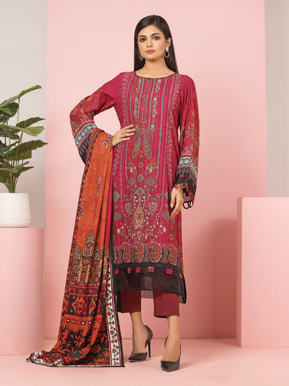 Edenrobe - EWU22A4-24028SD Unstitched Red Printed Viscose 2 Piece