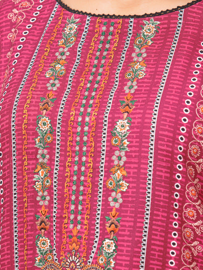 Edenrobe - EWU22A4-24028SD Unstitched Red Printed Viscose 2 Piece