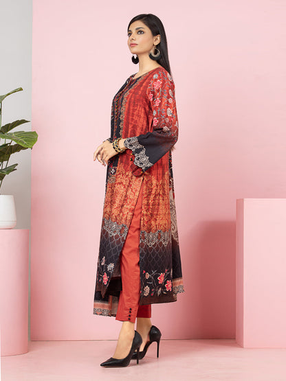 Edenrobe - EWU22A4-24030 Unstitched Rust Printed Viscose 3 Piece