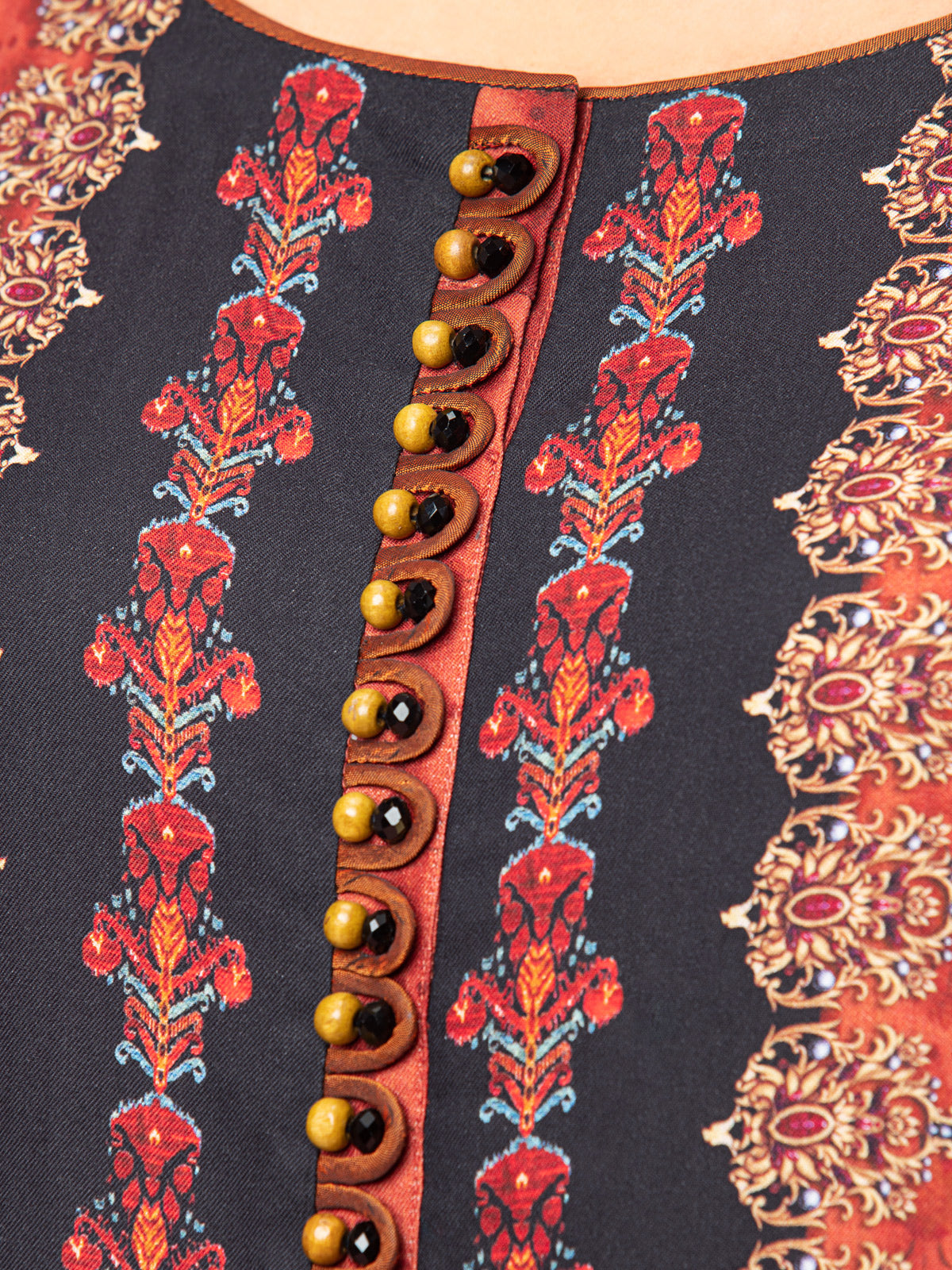 Edenrobe - EWU22A4-24030 Unstitched Rust Printed Viscose 3 Piece