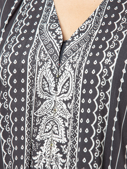 Edenrobe - EWU22V13-24017 Unstitched Black Printed Viscose 3 Piece