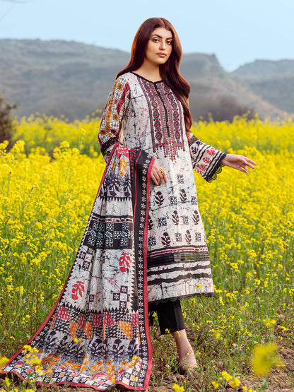 Edenrobe - EWU22V1-23548 Unstitched Grey & Black Embroidered Lawn 2 Piece