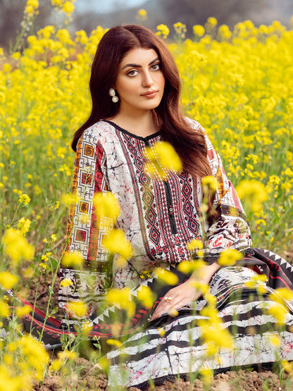 Edenrobe - EWU22V1-23548 Unstitched Grey & Black Embroidered Lawn 2 Piece