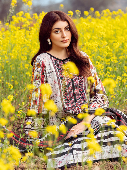 Edenrobe - EWU22V1-23548S Unstitched Grey & Black Embroidered Lawn 1 Piece