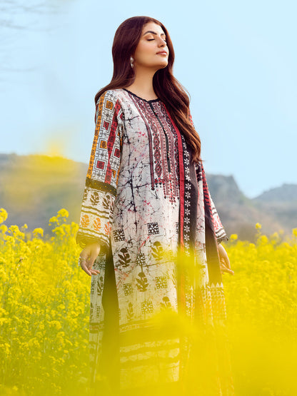 Edenrobe - EWU22V1-23548S Unstitched Grey & Black Embroidered Lawn 1 Piece