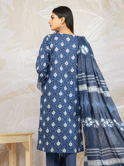 Edenrobe - EWU22V1-23552S Unstitched Blue Embroidered Lawn 1 Piece