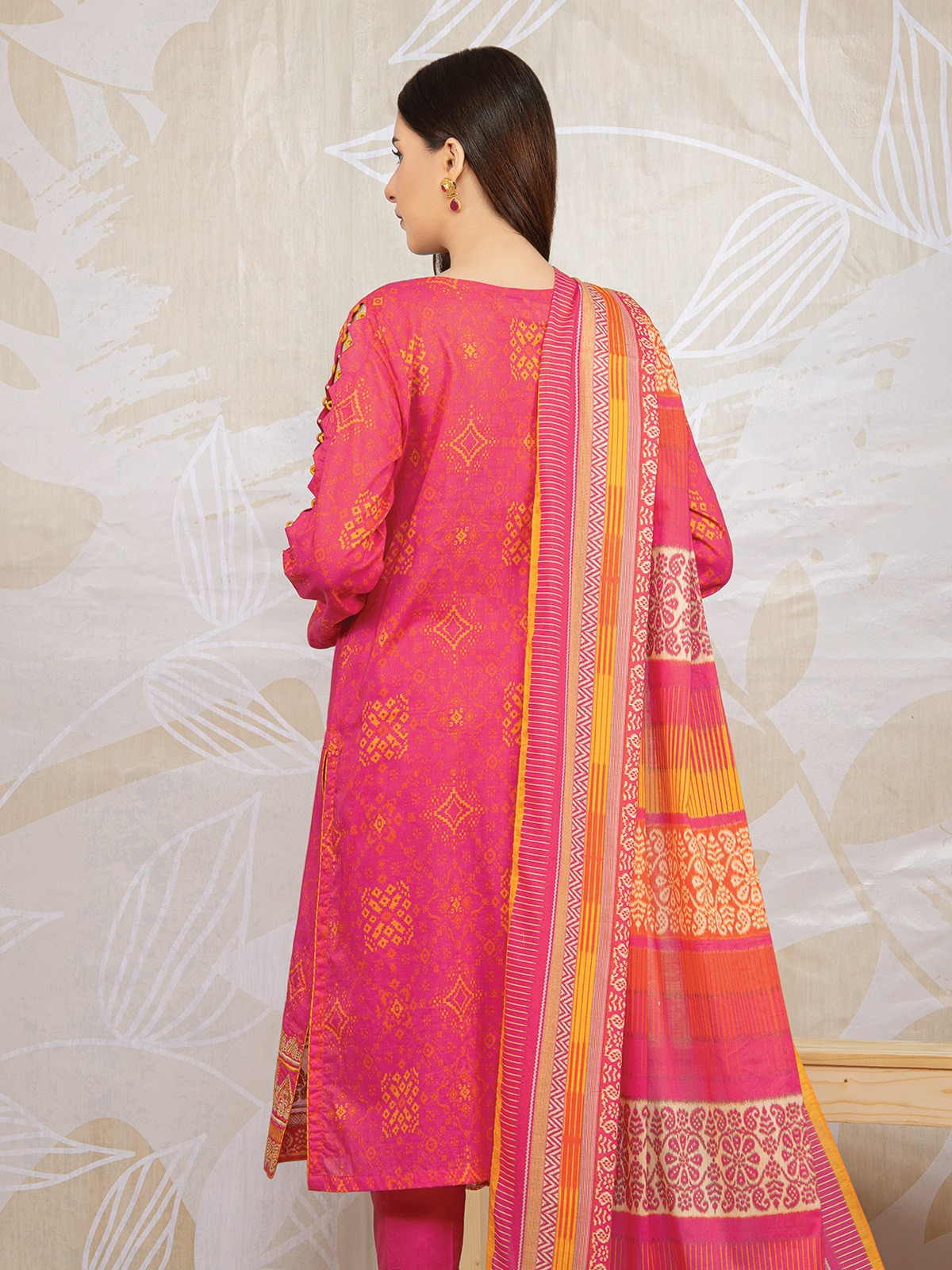 Edenrobe - EWU22V1-23560 Unstitched Pink Embroidered Lawn 3 Piece