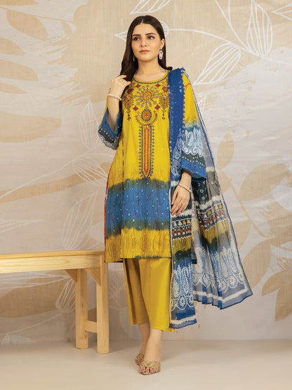 Edenrobe - EWU22V1-23584SD Unstitched Light Gold Embroidered Lawn 2 Piece