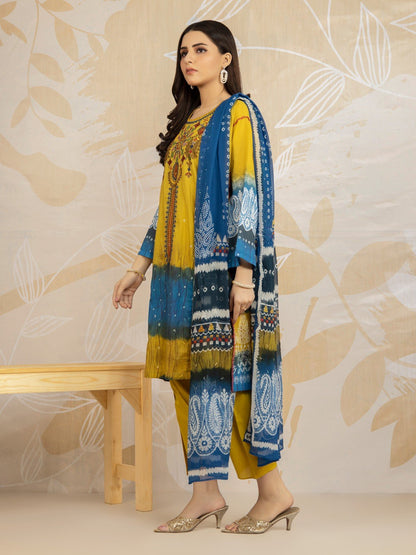 Edenrobe - EWU22V1-23584 Unstitched Light Gold Embroidered Lawn 3 Piece