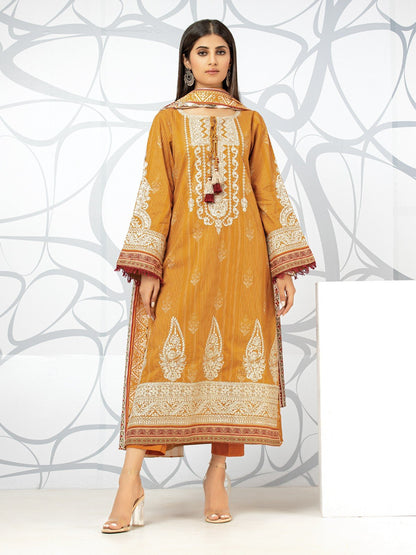 Edenrobe - EWU22V1-23622 Unstitched Mustard Embroidered Lawn 3 Piece