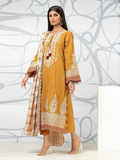 Edenrobe - EWU22V1-23622 Unstitched Mustard Embroidered Lawn 3 Piece