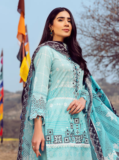 Edenrobe - EWU22V1-23649 Unstitched Aqua Embroidered Lawn 2 Piece