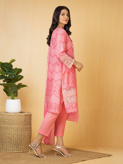 Edenrobe - EWU22V1-23670S Unstitched Light Pink Embroidered Lawn 1 Piece