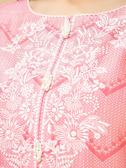 Edenrobe - EWU22V1-23670 Unstitched Light Pink Embroidered Lawn 3 Piece