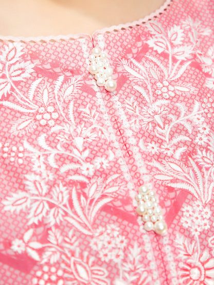 Edenrobe - EWU22V1-23670 Unstitched Light Pink Embroidered Lawn 3 Piece