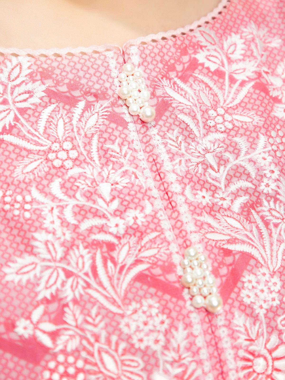 Edenrobe - EWU22V1-23670S Unstitched Light Pink Embroidered Lawn 1 Piece