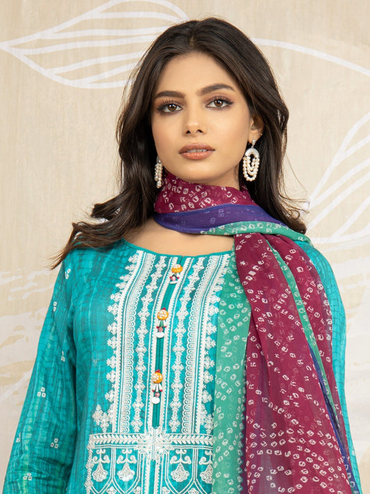 Edenrobe - EWU22V1-23677S Unstitched Sea Green Embroidered Lawn 1 Piece