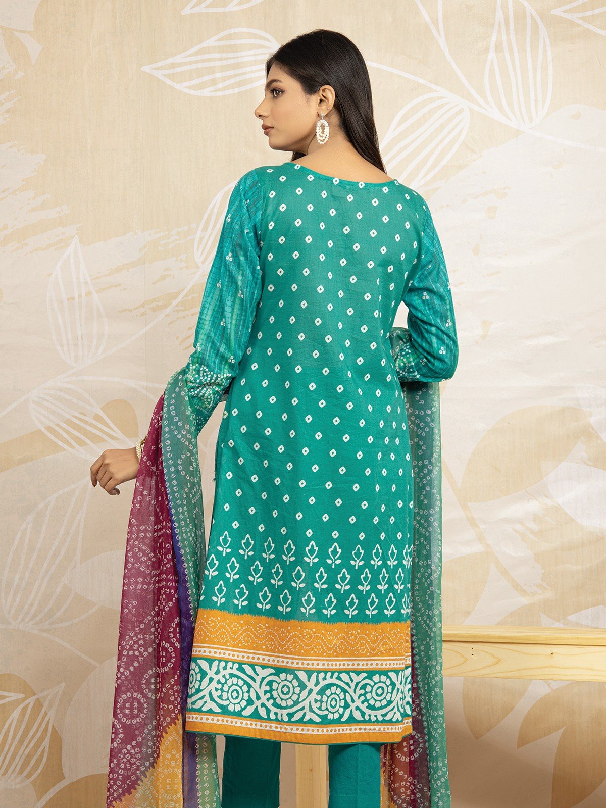 Edenrobe - EWU22V1-23677 Unstitched Sea Green Embroidered Lawn 3 Piece