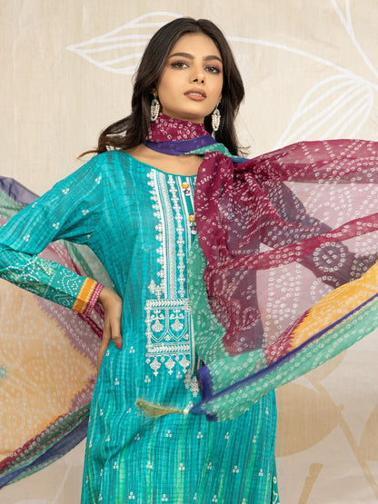 Edenrobe - EWU22V1-23677 Unstitched Sea Green Embroidered Lawn 3 Piece