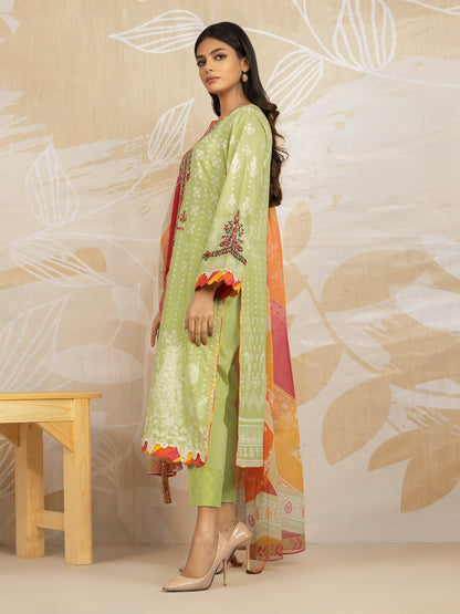 Edenrobe - EWU22V1-23679SD Unstitched Light Green Embroidered Lawn 2 Piece